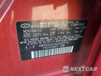 Zdjęcie 12 z 14 samochodu: 2013 HYUNDAI ELANTRA GLS VIN:KMHDH4AEXDU692774 - miniatura