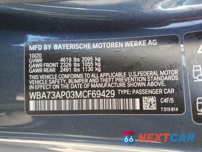 Zdjęcie 12 z 14 samochodu: 2021 BMW 430XI VIN:WBA73AP03MCF69429 - miniatura
