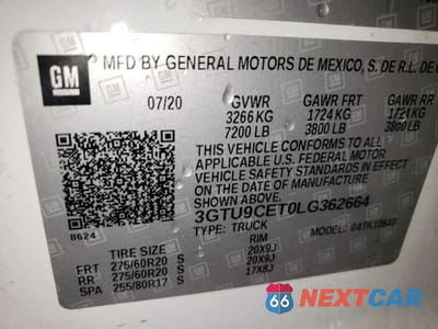 Zdjęcie 12 z 12 samochodu: 2020 GMC SIERRA K1500 ELEVATION VIN:3GTU9CET0LG362664 - miniatura