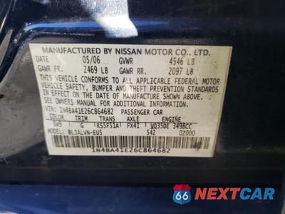 Zdjęcie 12 z 12 samochodu: 2006 NISSAN MAXIMA SE VIN:1N4BA41E26C864682 - miniatura