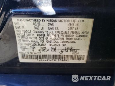 Zdjęcie 12 z 12 samochodu: 2006 NISSAN MAXIMA SE VIN:1N4BA41E26C864682 - miniatura