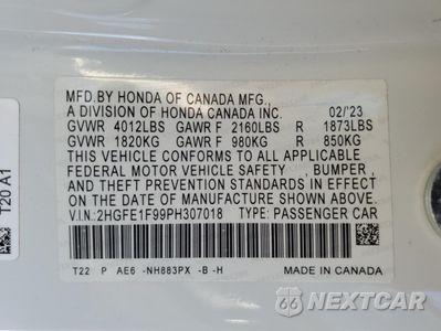 Zdjęcie 12 z 15 samochodu: 2023 HONDA CIVIC TOURING VIN:2HGFE1F99PH307018 - miniatura