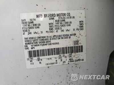 Zdjęcie 14 z 16 samochodu: 2015 FORD EXPLORER XLT VIN:1FM5K7D84FGB10392 - miniatura