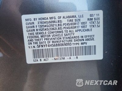 Zdjęcie 12 z 12 samochodu: 2011 HONDA PILOT EXL VIN:5FNYF4H56BB069093 - miniatura