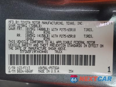 Zdjęcie 13 z 14 samochodu: 2015 TOYOTA TUNDRA CREWMAX SR5 VIN:5TFDW5F19FX434401 - miniatura