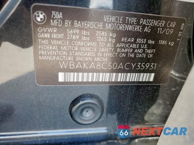 Zdjęcie 14 z 14 samochodu: 2010 BMW 750 I VIN:WBAKA8C50ACY35931 - miniatura