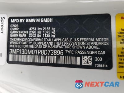 Zdjęcie 13 z 13 samochodu: 2023 BMW M2 VIN:3MF13DM01P8D73896 - miniatura