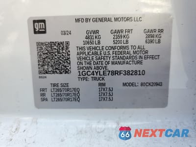 Zdjęcie 13 z 14 samochodu: 2024 CHEVROLET SILVERADO K2500 HEAVY DUTY VIN:1GC4YLE78RF382810 - miniatura