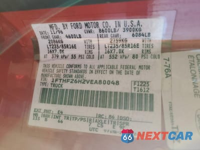 Zdjęcie 12 z 14 samochodu: 1997 FORD F250 VIN:1FTHF26H2VEA80048 - miniatura