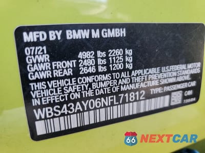Zdjęcie 12 z 14 samochodu: 2022 BMW M3 COMPETITION VIN:WBS43AY06NFL71812 - miniatura