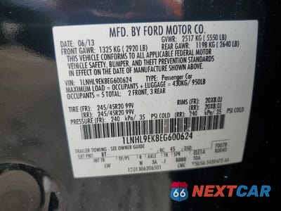 Zdjęcie 12 z 14 samochodu: 2014 LINCOLN MKS VIN:1LNHL9EK8EG600624 - miniatura