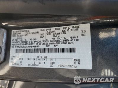 Zdjęcie 14 z 15 samochodu: 2017 FORD ESCAPE SE VIN:1FMCU9G9XHUB01640 - miniatura