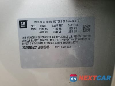 Zdjęcie 12 z 12 samochodu: 2014 BUICK REGAL PREMIUM VIN:2G4GN5EX1E9202986 - miniatura
