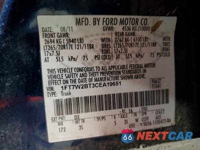 Zdjęcie 12 z 12 samochodu: 2012 FORD F250 SUPER DUTY VIN:1FT7W2BT3CEA19651 - miniatura