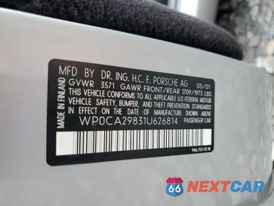 Zdjęcie 12 z 12 samochodu: 2001 PORSCHE BOXSTER VIN:WP0CA29831U626814 - miniatura