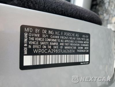 Zdjęcie 12 z 12 samochodu: 2001 PORSCHE BOXSTER VIN:WP0CA29831U626814 - miniatura