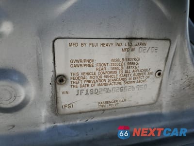 Zdjęcie 12 z 14 samochodu: 2002 SUBARU IMPREZA VIN:JF1GD29682G526950 - miniatura