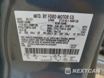Zdjęcie 13 z 13 samochodu: 2012 FORD ESCAPE LIMITED VIN:1FMCU9EG9CKC03257 - miniatura