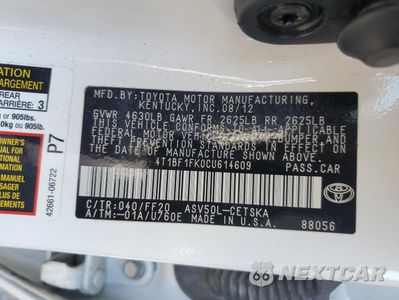 Zdjęcie 13 z 15 samochodu: 2012 TOYOTA CAMRY BASE VIN:4T1BF1FK0CU614609 - miniatura