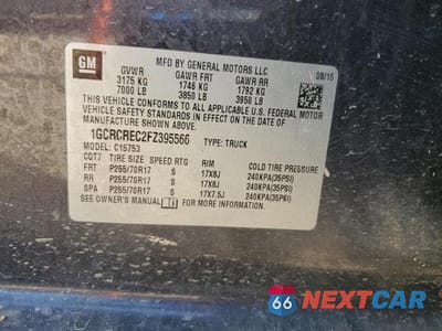 Zdjęcie 14 z 14 samochodu: 2015 CHEVROLET SILVERADO C1500 LT VIN:1GCRCREC2FZ395566 - miniatura