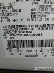 Zdjęcie 13 z 13 samochodu: 2016 FORD EXPLORER SPORT VIN:1FM5K8GT6GGB80063 - miniatura