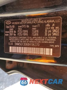 Zdjęcie 12 z 13 samochodu: 2008 HYUNDAI SANTA FE GLS VIN:5NMSG13D68H196370 - miniatura