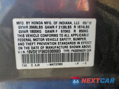 Zdjęcie 12 z 12 samochodu: 2013 ACURA ILX 20 PREMIUM VIN:19VDE1F56DE000683 - miniatura