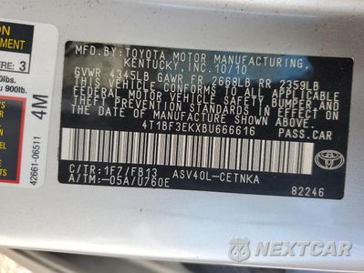 Zdjęcie 13 z 13 samochodu: 2011 TOYOTA CAMRY BASE VIN:4T1BF3EKXBU666616 - miniatura