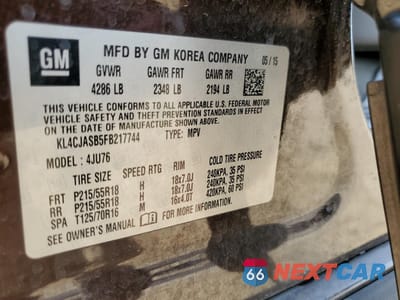 Zdjęcie 12 z 13 samochodu: 2015 BUICK ENCORE VIN:KL4CJASB5FB217744 - miniatura