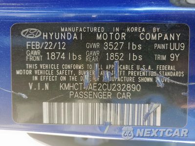 Zdjęcie 13 z 13 samochodu: 2012 HYUNDAI ACCENT GLS VIN:KMHCT4AE2CU232890 - miniatura
