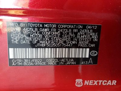 Zdjęcie 13 z 15 samochodu: 2012 LEXUS IS 250 VIN:JTHBF5C25C5175447 - miniatura