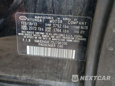 Zdjęcie 13 z 13 samochodu: 2013 HYUNDAI ELANTRA GLS VIN:KMHDH4AE7DU796106 - miniatura