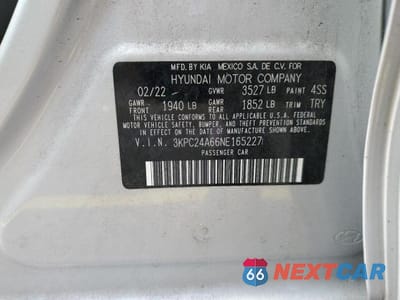Zdjęcie 12 z 12 samochodu: 2022 HYUNDAI ACCENT SE VIN:3KPC24A66NE165227 - miniatura