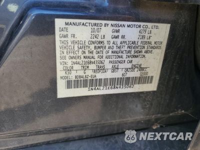 Zdjęcie 12 z 12 samochodu: 2008 NISSAN ALTIMA 2.5 VIN:1N4AL21E68N435062 - miniatura