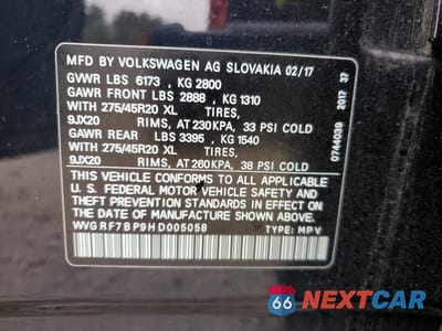 Zdjęcie 13 z 14 samochodu: 2017 VOLKSWAGEN TOUAREG WOLFSBURG VIN:WVGRF7BP9HD005058 - miniatura