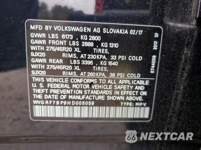 Zdjęcie 13 z 14 samochodu: 2017 VOLKSWAGEN TOUAREG WOLFSBURG VIN:WVGRF7BP9HD005058 - miniatura