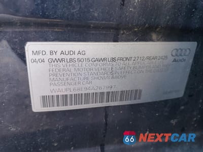 Zdjęcie 12 z 14 samochodu: 2004 AUDI S4 VIN:WAUPL68E94A267997 - miniatura