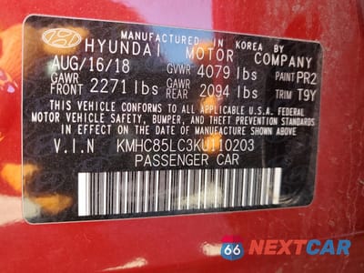 Zdjęcie 12 z 13 samochodu: 2019 HYUNDAI IONIQ LIMITED VIN:KMHC85LC3KU110203 - miniatura