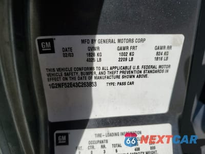 Zdjęcie 12 z 14 samochodu: 2003 PONTIAC GRAND AM SE1 VIN:1G2NF52E43C263853 - miniatura