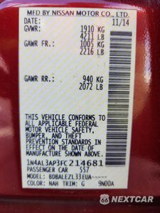 Zdjęcie 12 z 14 samochodu: 2015 NISSAN ALTIMA 2.5 VIN:1N4AL3AP3FC214681 - miniatura