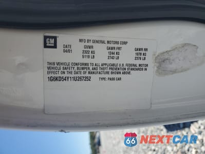 Zdjęcie 12 z 12 samochodu: 2001 CADILLAC DEVILLE VIN:1G6KD54Y11U267252 - miniatura