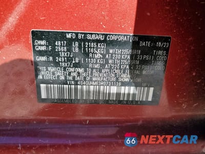 Zdjęcie 13 z 13 samochodu: 2024 SUBARU CROSSTREK LIMITED VIN:4S4GUHM63R3731139 - miniatura