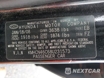 Zdjęcie 12 z 13 samochodu: 2008 HYUNDAI ACCENT GLS VIN:KMHCN46C68U231573 - miniatura