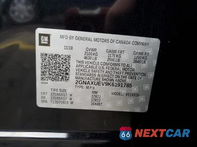 Zdjęcie 13 z 13 samochodu: 2019 CHEVROLET EQUINOX LT VIN:2GNAXUEV9K6191785 - miniatura