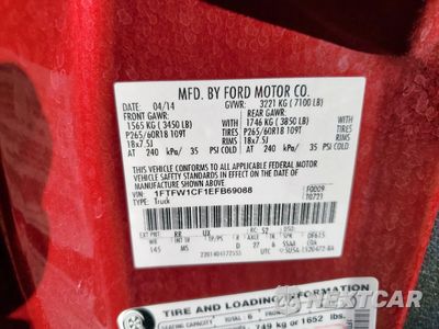 Zdjęcie 12 z 12 samochodu: 2014 FORD F150 SUPERCREW VIN:1FTFW1CF1EFB69088 - miniatura