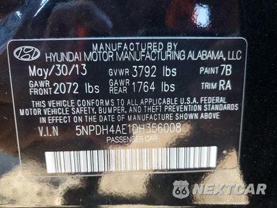 Zdjęcie 12 z 12 samochodu: 2013 HYUNDAI ELANTRA GLS VIN:5NPDH4AE1DH356008 - miniatura