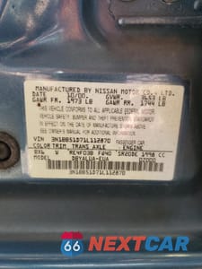 Zdjęcie 12 z 12 samochodu: 2001 NISSAN SENTRA SE VIN:3N1BB51D71L112870 - miniatura