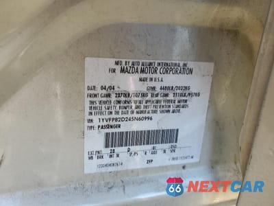 Zdjęcie 13 z 15 samochodu: 2004 MAZDA 6 S VIN:1YVFP82D245N60996 - miniatura