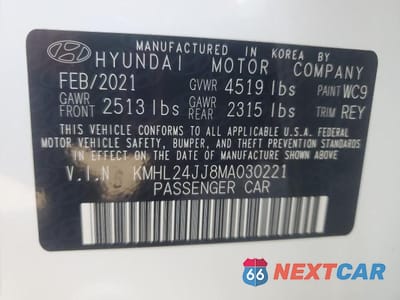 Zdjęcie 13 z 13 samochodu: 2021 HYUNDAI SONATA HYBRID VIN:KMHL24JJ8MA030221 - miniatura