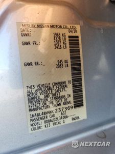 Zdjęcie 12 z 12 samochodu: 2019 NISSAN ALTIMA S VIN:1N4BL4BV4KC237369 - miniatura